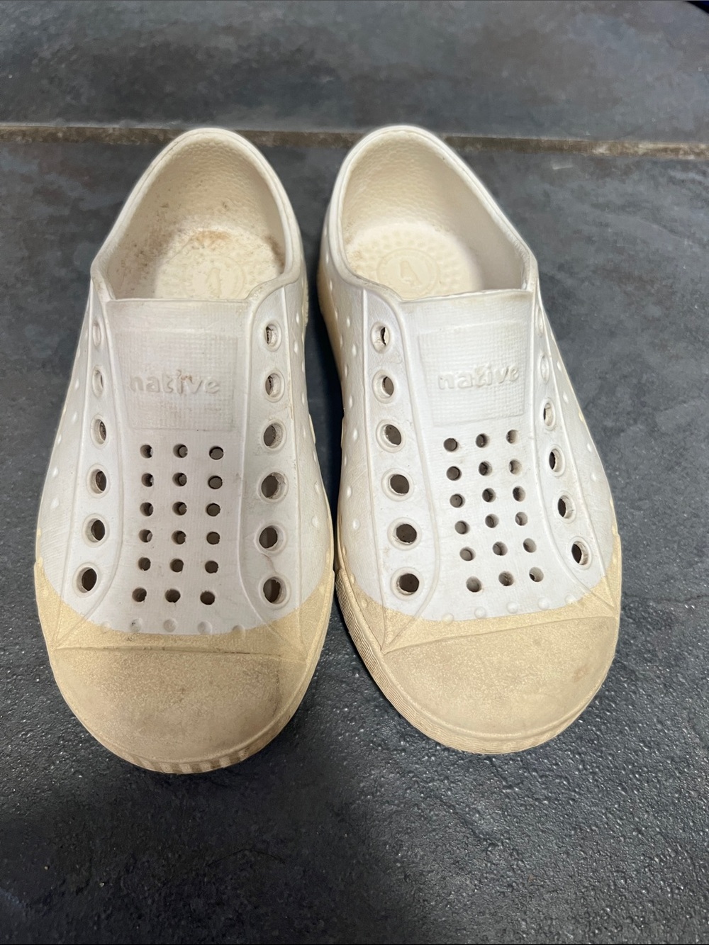 Native Kids White and Beige Water Shoes